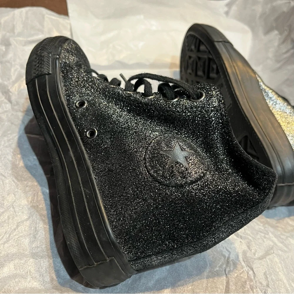 Converse Chuck Taylor All Star Lux Hidden Heel Wedge Black Silver Womens 6. - Picture 6 of 11